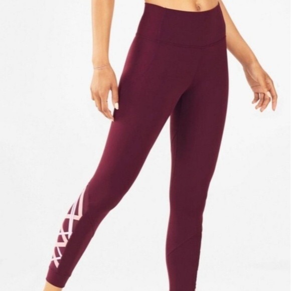 Fabletics Powerhold Purple Activewear Leggings - Picture 1 of 9